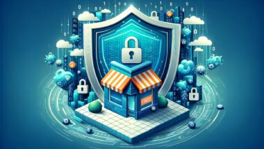 a small business with a shield for cybersecurity