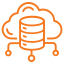 Icon of a cloud connected to a database, representing cloud data storage or cloud database services