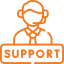 Icon of a support representative wearing a headset with a label 'Support,' representing IT service or technical support assistance