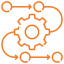 a gear with orange lines depicting scalable IT solutions