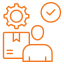 User with gear, package, and checkmark, indicating reliable and managed IT services with vendor management