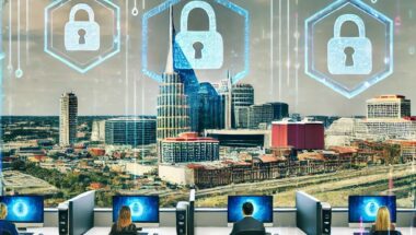 Nashville business environment with cybersecurity elements overlaid, emphasizing the theme of cybersecurity readiness