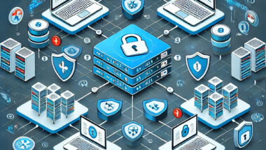 Illustration of a Zero-Trust Security model for small business networks, showing a segmented network with layers of security